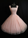 Pretty Ball Gown Square Neck Blush Pink Tulle Formal 8th Grade Homecoming Dresses Summer Middle School Hoco Dress 6th Grade Graduation Outfits HZ1121