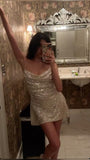 Pretty A line Spaghetti Straps Sequin Short Formal 8th Grade Homecoming Dresses Summer Middle School Hoco Dress 6th Grade Graduation Outfits HZ1121