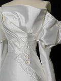Elegant Wedding Dress Mermaid Strapless White Satin Summer Long Sleeves Wedding Dresses Bride Dress Bridal Gowns HZ1121