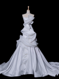 Pretty Wedding Dress Mermaid Strapless White Satin Long Vintage Wedding Dresses Bridal Gowns Brides Gown HZ1121