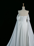 Pretty Wedding Dress A line Off The Shoulder Short Sleeves White Long Wedding Dresses Bridal Gowns Brides Gown HZ1121
