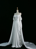 Pretty Wedding Dress A line Off The Shoulder Short Sleeves White Long Wedding Dresses Bridal Gowns Brides Gown HZ1121