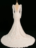 Pretty Wedding Dress Mermaid V Neck Ivory Sleeveless Lace Long Vintage Wedding Dresses Bridal Gowns Brides Gown HZ1121