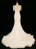 Pretty Wedding Dress Mermaid Sweetheart Short Sleeves Sequin Long Vintage Wedding Dresses Bridal Gowns Brides Gown HZ1121