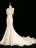 Pretty Wedding Dress Mermaid Sweetheart Short Sleeves Sequin Long Vintage Wedding Dresses Bridal Gowns Brides Gown HZ1121