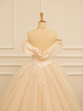 Elegant Wedding Dress Ball Gown Off The Shoulder Short Sleeves Ivory Tulle Summer Long Wedding Dresses Bride Dress Bridal Gowns HZ1121