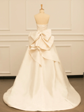 Elegant Wedding Dress Ball Gown Sweetheart Sleeves Ivory Satin Summer Long Wedding Dresses Bride Dress Bridal Gowns HZ1121