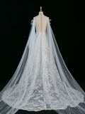 Pretty Wedding Dress A line Scoop Neck Long Sleeves Tulle Lace Vintage Wedding Dresses Bridal Gowns Brides Gown HZ1121