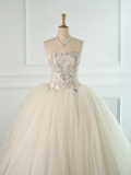 Elegant Wedding Dress Ball Gown Strapless Sleeveless White Tulle Summer Wedding Dresses Bride Dress Bridal Gowns HZ1121