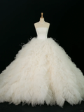 Pretty Wedding Dress Ball Gown Strapless White Sleeveless Tulle Long Vintage Wedding Dresses Bridal Gowns Brides Gown HZ1121