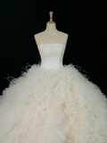Pretty Wedding Dress Ball Gown Strapless White Sleeveless Tulle Long Vintage Wedding Dresses Bridal Gowns Brides Gown HZ1121