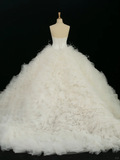 Pretty Wedding Dress Ball Gown Strapless White Sleeveless Tulle Long Vintage Wedding Dresses Bridal Gowns Brides Gown HZ1121