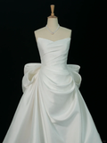 Elegant Wedding Dress Ball Gown Sweetheart Sleeveless White Satin Summer Long Wedding Dresses Bride Dress Bridal Gowns HZ1121