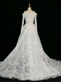 Pretty Wedding Dress Ball Gown Off The Shoulder White Long Sleeves Lace Long Vintage Wedding Dresses Bridal Gowns Brides Gown HZ1121