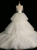 Elegant Wedding Dress Ball Gown Spaghetti Straps Tulle Sleeveless White Summer Long Wedding Dresses Bride Dress Bridal Gowns HZ1121