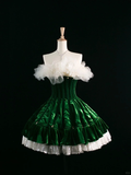 Cute Ball Gown Strapless Dark Green Short Velvet Formal 8th Grade Homecoming Dresses Summer Middle School Hoco Dress Homecoming Outfits HZ1121