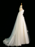 Pretty Wedding Dress A line Strapless White Tulle Long Vintage Wedding Dresses Bridal Gowns Brides Gown HZ1121