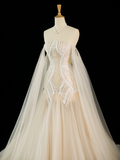Pretty Wedding Dress Mermaid Off The Shoulder Long Sleeves Tulle Long Vintage Wedding Dresses Bridal Gowns Brides Gown HZ1121