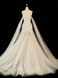 Pretty Wedding Dress Mermaid Off The Shoulder Long Sleeves Tulle Long Vintage Wedding Dresses Bridal Gowns Brides Gown HZ1121