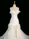 Pretty Wedding Dress Mermaid Sweetheart White Tulle Long Vintage Wedding Dresses Bridal Gowns Brides Gown HZ1121