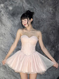 Pretty Ball Gown Sweetheart Pink Lace Short Summer Homecoming Dress Hoco Dress Birthday Outfit 21st Birthday Mini Party Dresses HZ1121