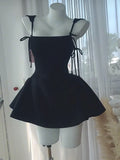 Trendy A Line Spaghetti Straps White Black Satin Mini Short Formal 8th Grade Homecoming Dresses Summer Middle School Hoco Dress Homecoming Outfits HZ1121
