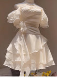 Pretty A line Off The Shoulder Chiffon White Short Formal 8th Grade Homecoming Dresses Summer Middle School Hoco Dress Homecoming Outfits HZ1121