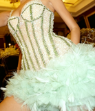Pretty Sheath Straps Sequin Mint Green Short Formal 8th Grade Homecoming Dresses Summer Middle School Hoco Dress 6th Grade Graduation Outfits HZ1121