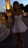 Fancy Short Hoco Dresses A line Sweetheart Mini Formal 8th Grade Homecoming Dresses Summer Middle School White Sequin Homecoming Outfits HZ1121