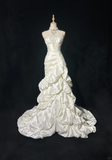 Vintage Wedding Dress 1950s 1940s Mermaid Spaghetti Straps Layers Ruffles White Satin Long Wedding Dresses Bridal Gowns Brides Gown HZ1121