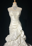 Vintage Wedding Dress 1950s 1940s Mermaid Spaghetti Straps Layers Ruffles White Satin Long Wedding Dresses Bridal Gowns Brides Gown HZ1121