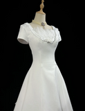 Vintage Wedding Dress 1950s 1940s Ball Gown Square Neck Lace White Long Wedding Dresses Bridal Gowns Brides Gown HZ1121