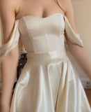 Cute A line Off The Shoulder Short Sleeves Formal 8th Grade Homecoming Dresses White Summer Middle School Hoco Dress Homecoming Outfits HZ1121