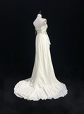 Vintage Wedding Dress A line Strapless Chiffon White Sleeveless Long Beach Wedding Dresses Bridal Gowns Brides Gown With Beads HZ1121