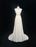 Vintage Wedding Dress 1950s 1940s A line V Neck Chiffon White Long Wedding Dresses Bridal Gowns Brides Gown HZ1121
