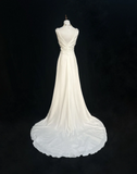 Vintage Wedding Dress 1950s 1940s A line V Neck Chiffon White Long Wedding Dresses Bridal Gowns Brides Gown HZ1121