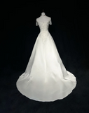 Retro Wedding Dress 1950s 1940s A line Square Neck Satin White Long Wedding Dresses Bridal Gowns Brides Gown HZ1121