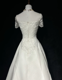 Retro Wedding Dress 1950s 1940s A line Square Neck Satin White Long Wedding Dresses Bridal Gowns Brides Gown HZ1121