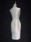 Modest Wedding Dress Sheath Scoop White Satin Summer Short Wedding Dresses Bride Dress Bridal Gowns HZ1121