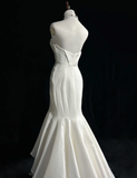 Vintage Wedding Dress 1950s 1940s Mermaid Sweetheart Satin White Long Wedding Dresses Bridal Gowns Brides Gown HZ1121