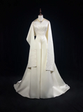 Retro Wedding Dress 1950s 1940s Ball Gown Strapless Satin Lace White Long Wedding Dresses Bridal Gowns Brides Gown HZ1121