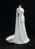 Retro Wedding Dress 1950s 1940s Mermaid One Shoulder Chiffon White Long Wedding Dresses Bridal Gowns Brides Gown HZ1121