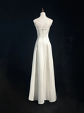 Vintage Wedding Dress 1970s A Line Spaghetti Straps Satin White Long Wedding Dresses Bridal Gowns Elegant Brides Gown HZ1121