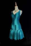 Cute Ball Gown V Neck Satin Short Mini Formal 8th Grade Homecoming Dresses Summer Middle School Hoco Dress Homecoming Outfits HZ1121