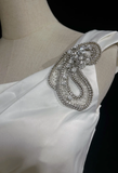 Retro Wedding Dress 1950s 1940s A Line One Shoulder Satin White Long Wedding Dresses Bridal Gowns Brides Gown HZ1121