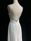 Retro Wedding Dress 1950s 1940s A Line Spaghetti Straps Chiffon White Long Wedding Dresses Bridal Gowns Brides Gown HZ1121