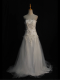Vintage Wedding Dress 1970s Ball Gown Strapless White Tulle Wedding Dresses Bridal Gowns Elegant Brides Gown HZ1121