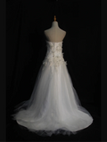 Vintage Wedding Dress 1970s Ball Gown Strapless White Tulle Wedding Dresses Bridal Gowns Elegant Brides Gown HZ1121