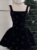 Cute A line Square Neck Sleeveless Black Short Formal 8th Grade Homecoming Dresses Summer Middle School Hoco Dress Homecoming Outfits HZ1121