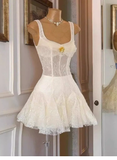 Cute A Line Straps Lace Short Mini Formal 8th Grade Homecoming Dresses Summer Middle School Hoco Dress Homecoming Outfits HZ1121